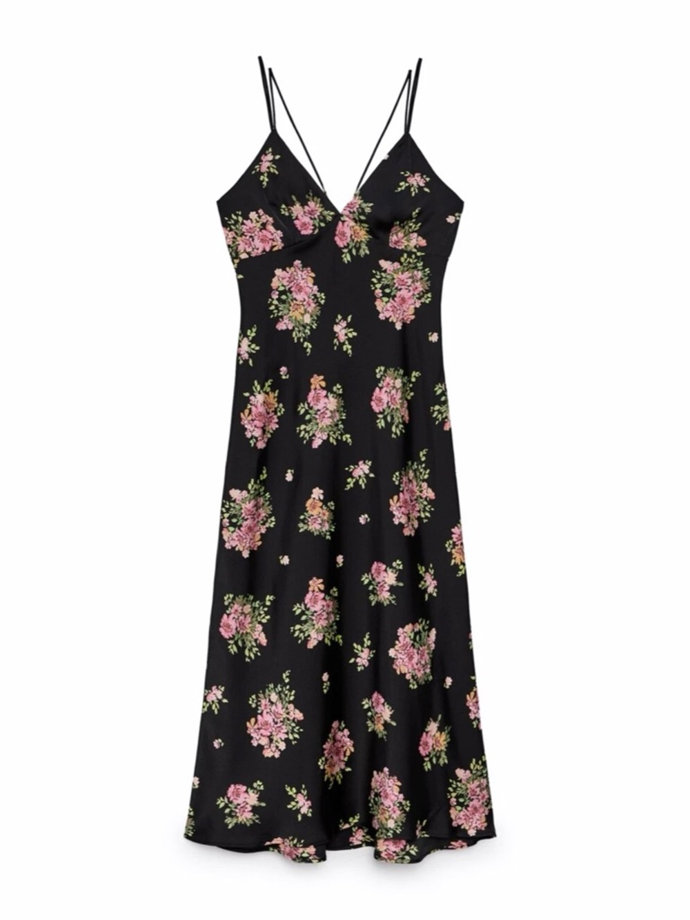 ZARA Women’s floral print camisole satin midi dress💐💐